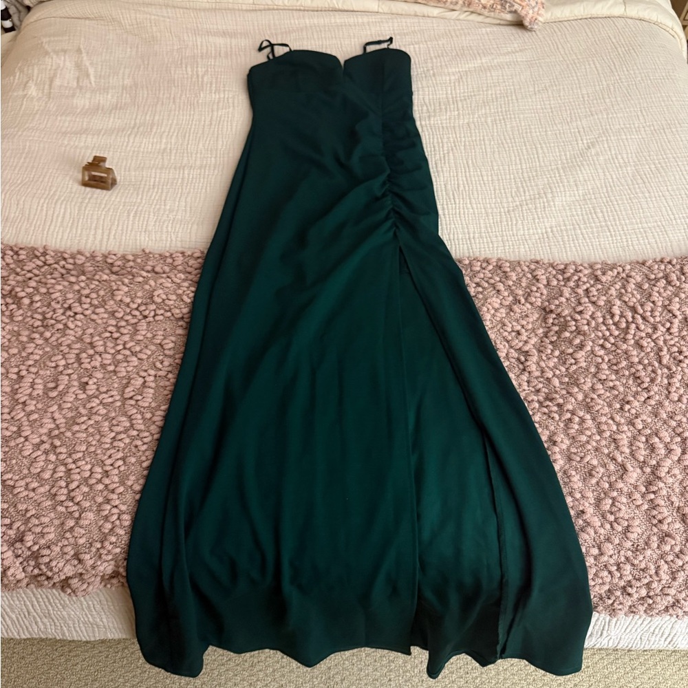 Emerald Wedding Guest Dress Slit-Front Gown
